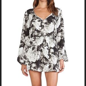 Show Me Your MuMu Rainey Black and Pink Floral Long Sleeve Mini Dress